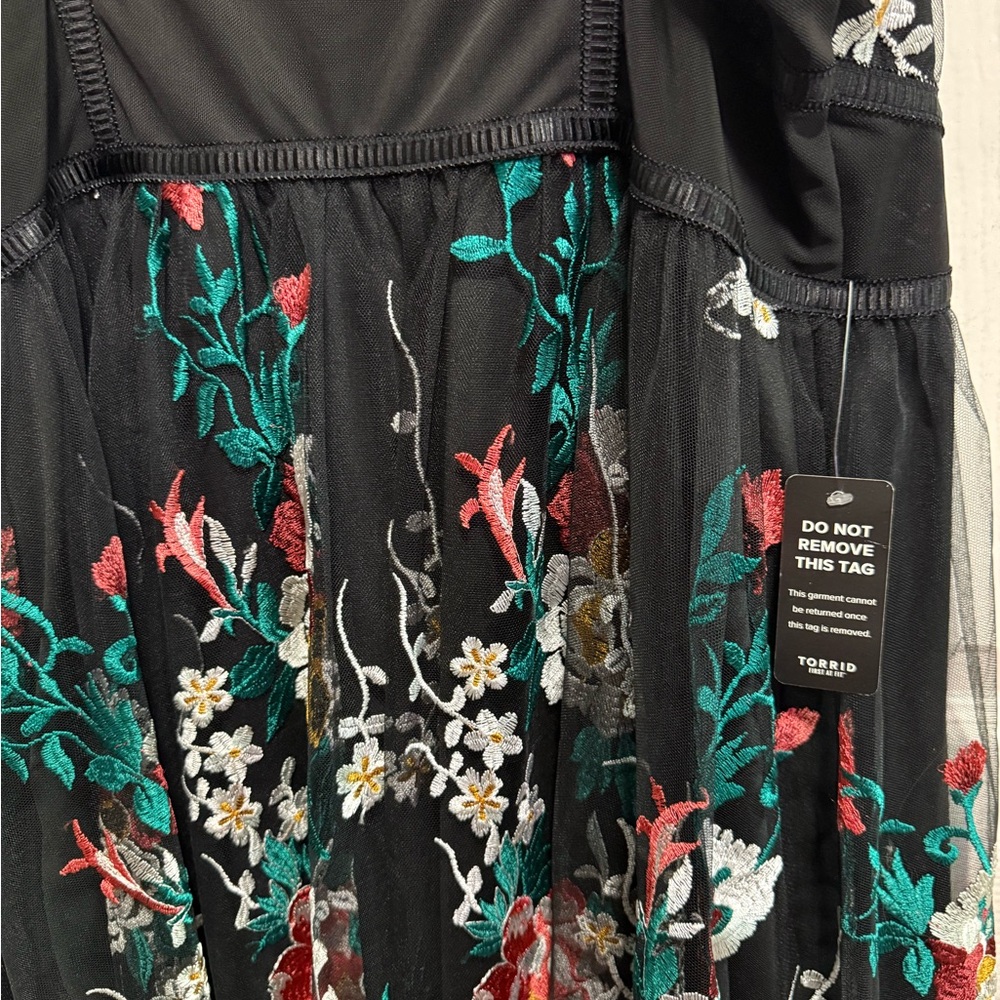 Torrid Black Dress with Colorful Floral Embroidery - Picture 4 of 8